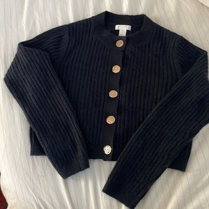 H&M navy blue cropped cardigan